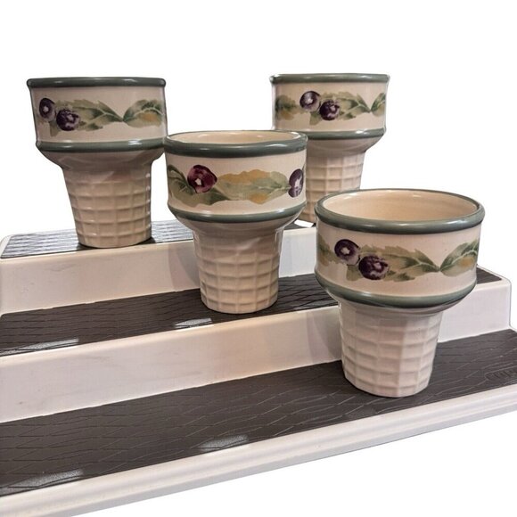 PFALTZGRAFF Jamberry Ice Cream Cone Bowls 4-Piece Set Mint Condition Dessert - Picture 4 of 11